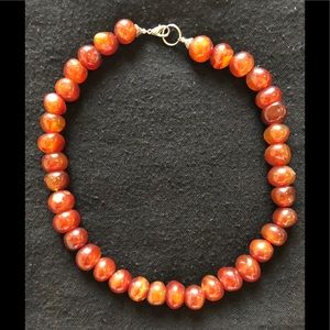 Round carnelian stone necklace